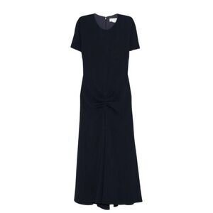 Classic Black Short-Sleeve Mini Dress with Front Twist